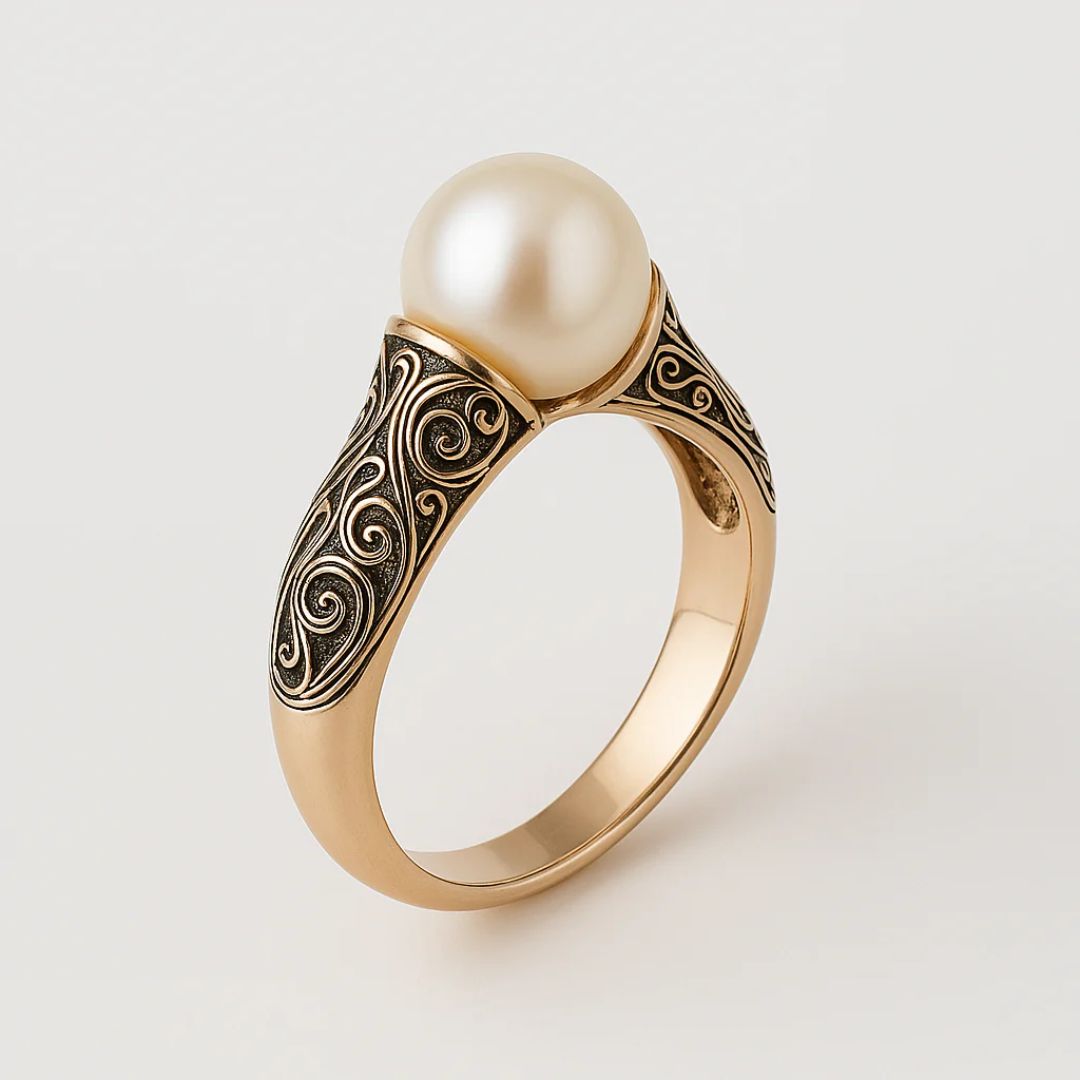 Vintage ring in gold with pearl